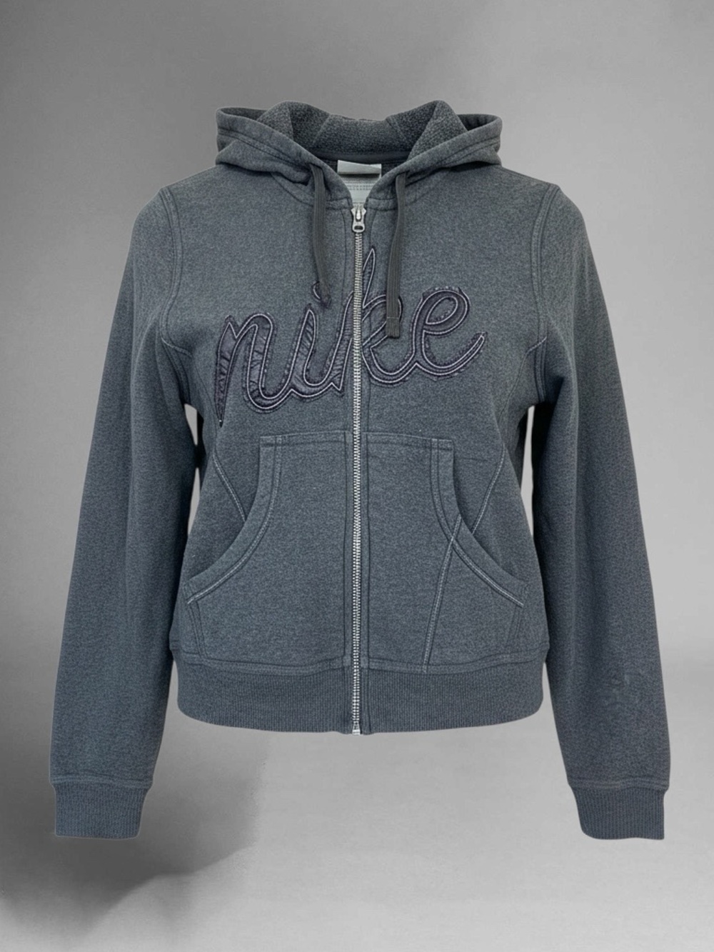 Nike Women's Charcoal Full-Zip Hoodie with Script Logo